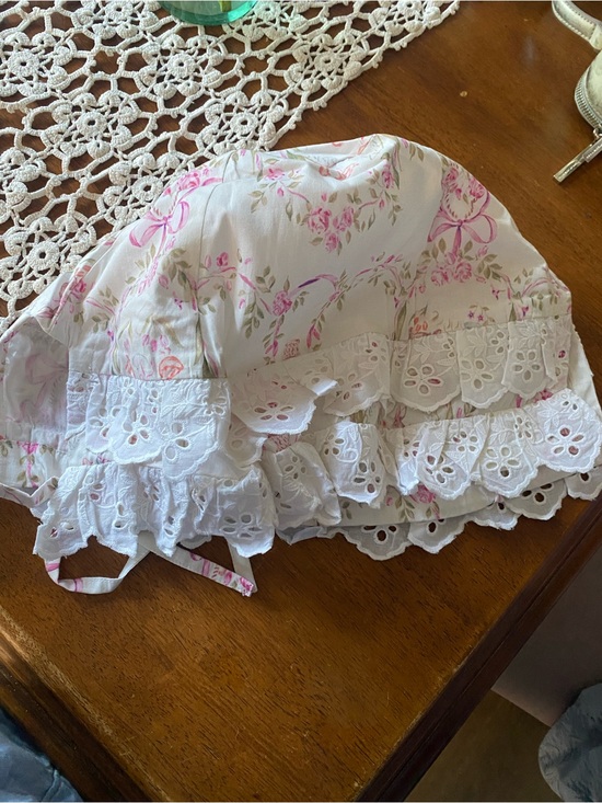Pottery Barn Kids Other - LoveShackFancy Pottery Barn Kids Pink Floral Basket Liner Eyelet Bows and bunnie
